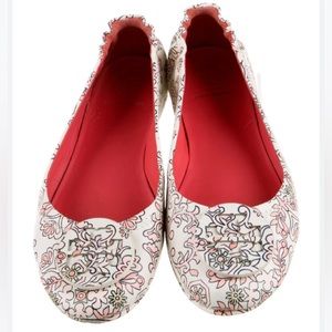Tori Burch Minnie' Travel Ballet Flat Hicks Garden Leather Logo Shoes